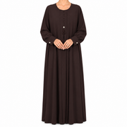 Classic Pleated Abaya with Button & Tassel Detail