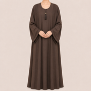 Pleated Front Detail Abaya with Tassel