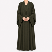 Embroidered Open-Front Abaya with Wide Sleeves