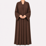 Classic Brown Abaya with Front & Flared Sleeves