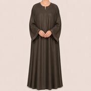 Elegant Plain Brown Abaya with Contrast Sleeve