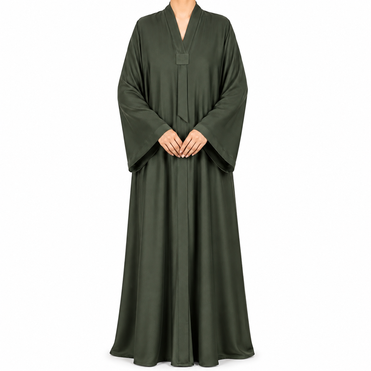 Elegant Belted Open Front Abaya