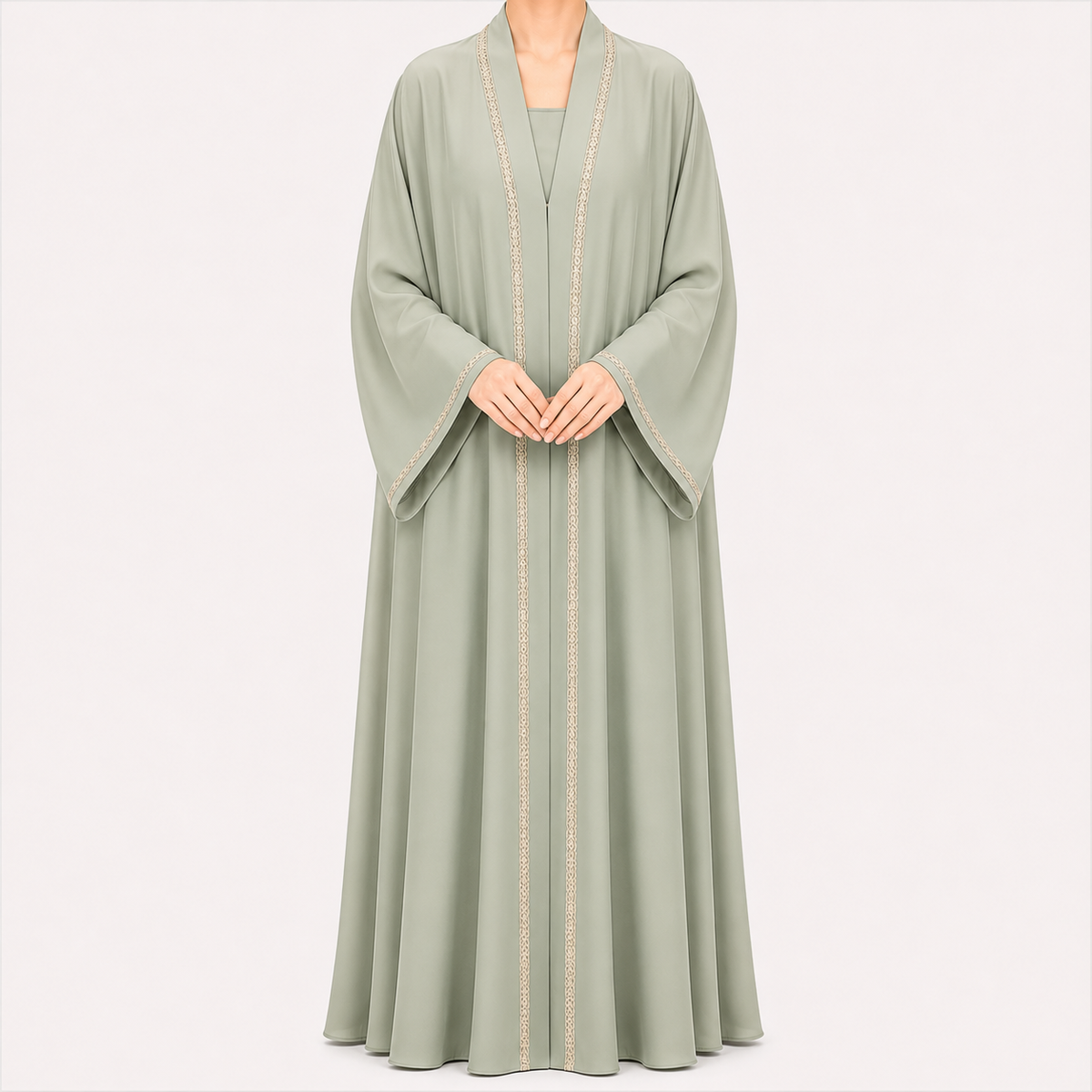 Elegant Embroidered with Flared Sleeves