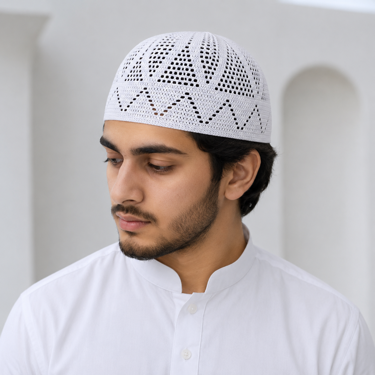 Premium Bangladeshi Prayer Cap – White
