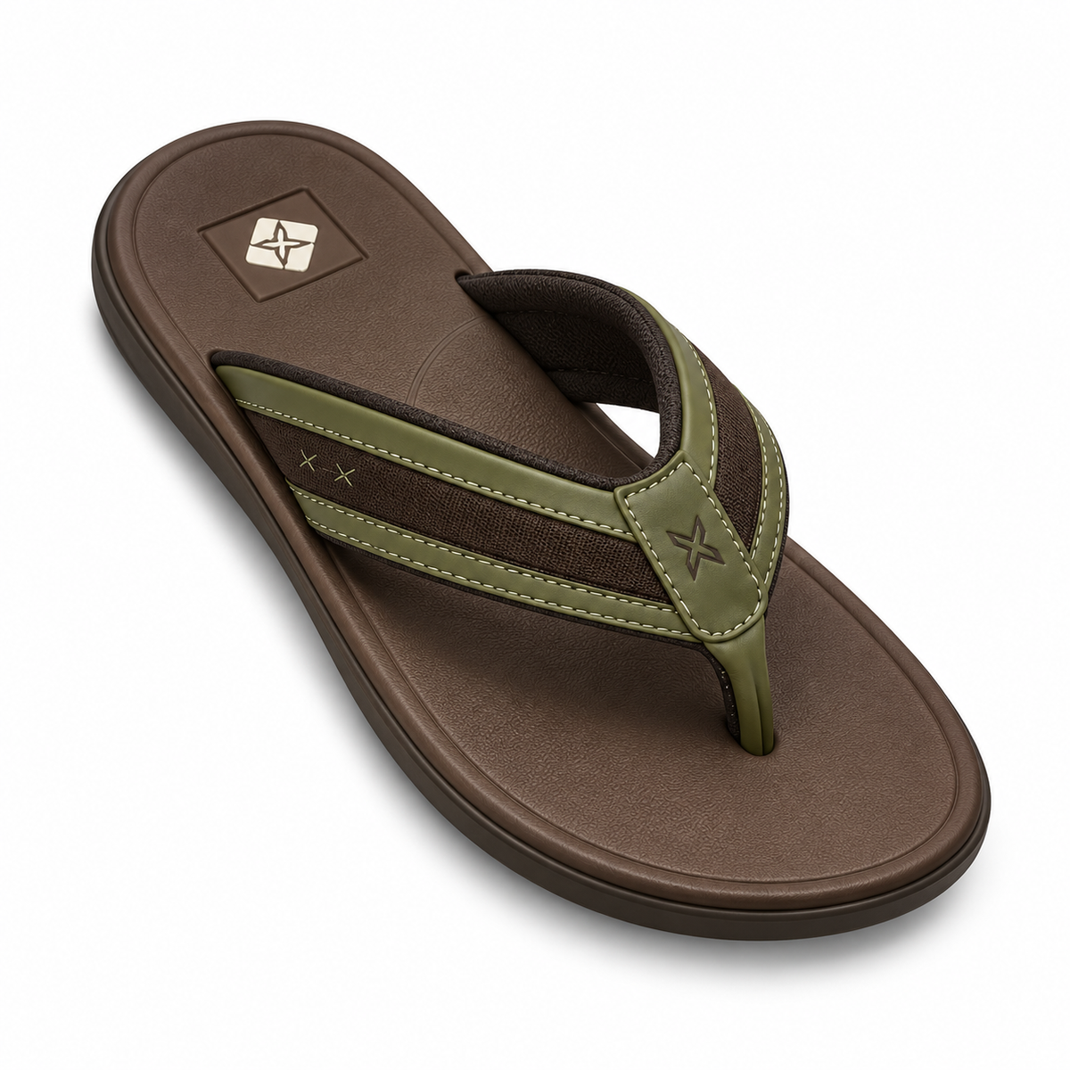 Men’s Brown & Olive Green Casual Flip Flops