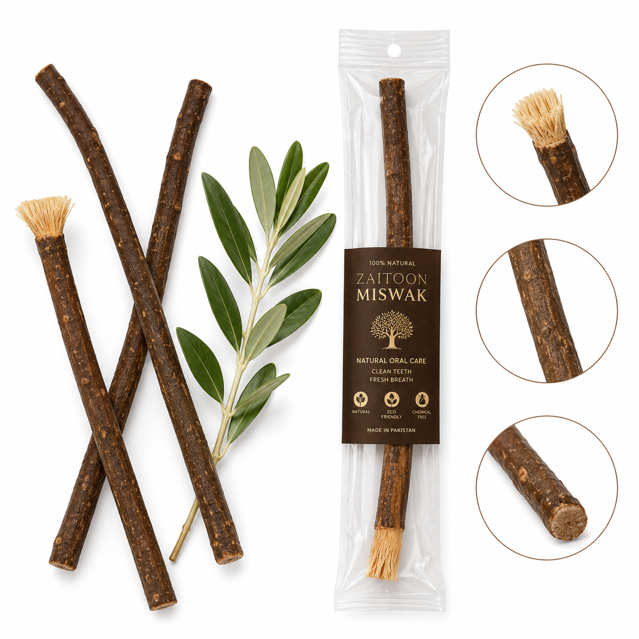 Natural Zaitoon Miswak – Olive Wood Tooth Cleaning Stick